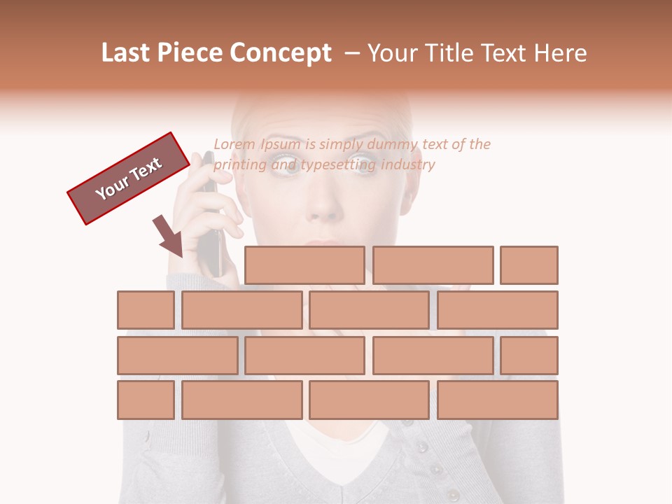 A Woman Holding A Cell Phone Up To Her Mouth PowerPoint Template