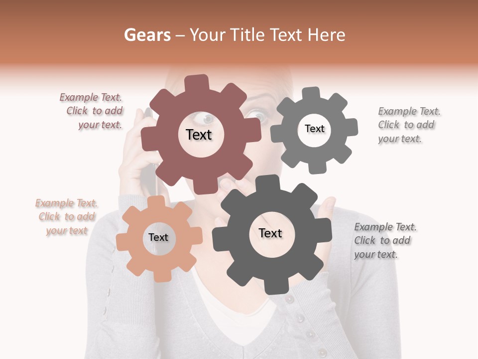A Woman Holding A Cell Phone Up To Her Mouth PowerPoint Template