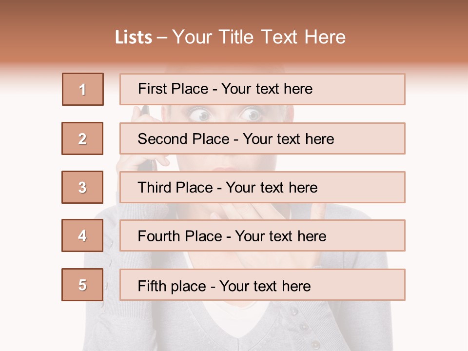 A Woman Holding A Cell Phone Up To Her Mouth PowerPoint Template