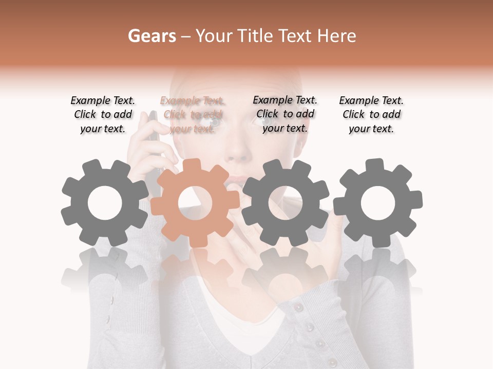 A Woman Holding A Cell Phone Up To Her Mouth PowerPoint Template