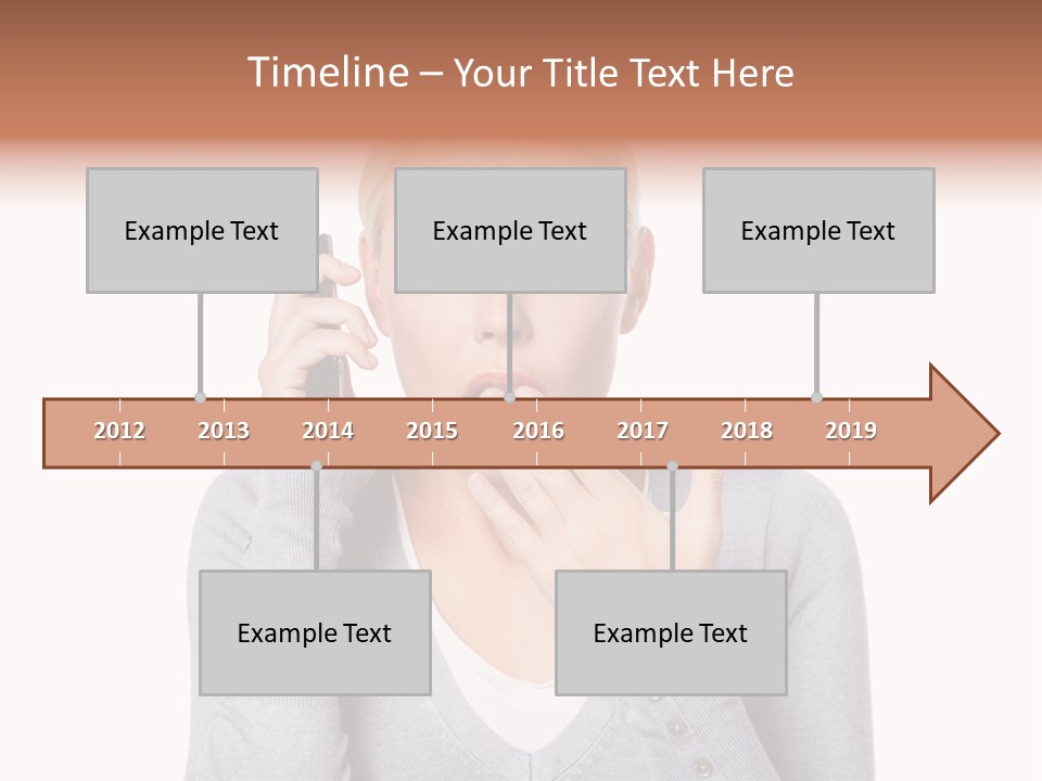 A Woman Holding A Cell Phone Up To Her Mouth PowerPoint Template