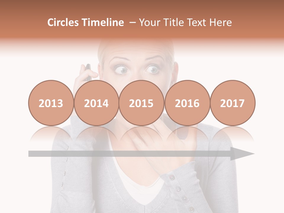 A Woman Holding A Cell Phone Up To Her Mouth PowerPoint Template