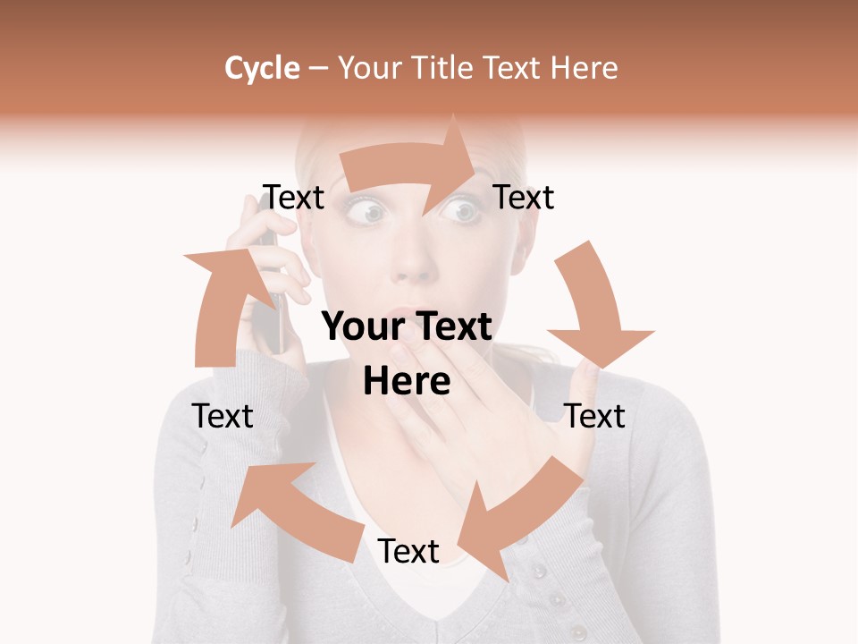 A Woman Holding A Cell Phone Up To Her Mouth PowerPoint Template