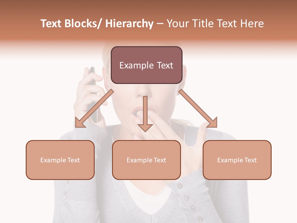 A Woman Holding A Cell Phone Up To Her Mouth PowerPoint Template