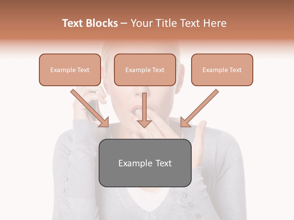 A Woman Holding A Cell Phone Up To Her Mouth PowerPoint Template