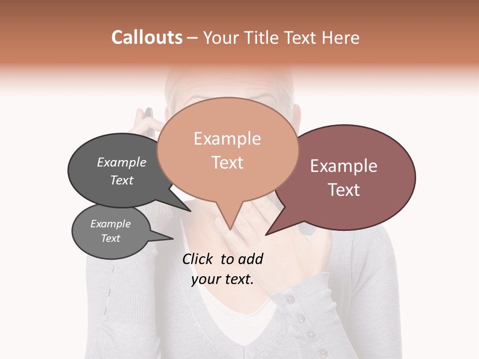 A Woman Holding A Cell Phone Up To Her Mouth PowerPoint Template
