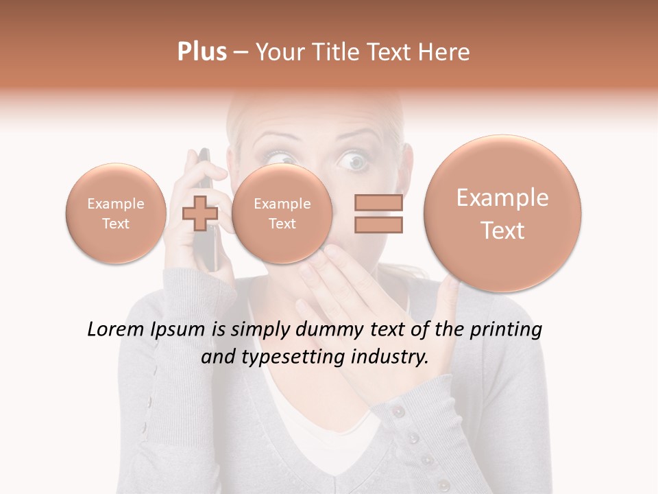 A Woman Holding A Cell Phone Up To Her Mouth PowerPoint Template