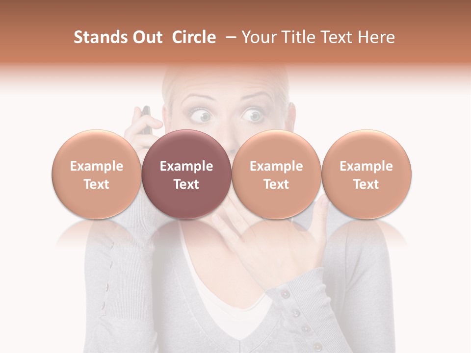 A Woman Holding A Cell Phone Up To Her Mouth PowerPoint Template
