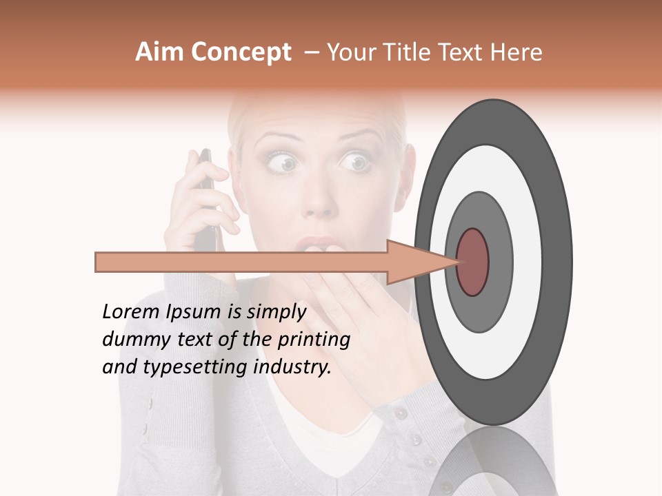 A Woman Holding A Cell Phone Up To Her Mouth PowerPoint Template