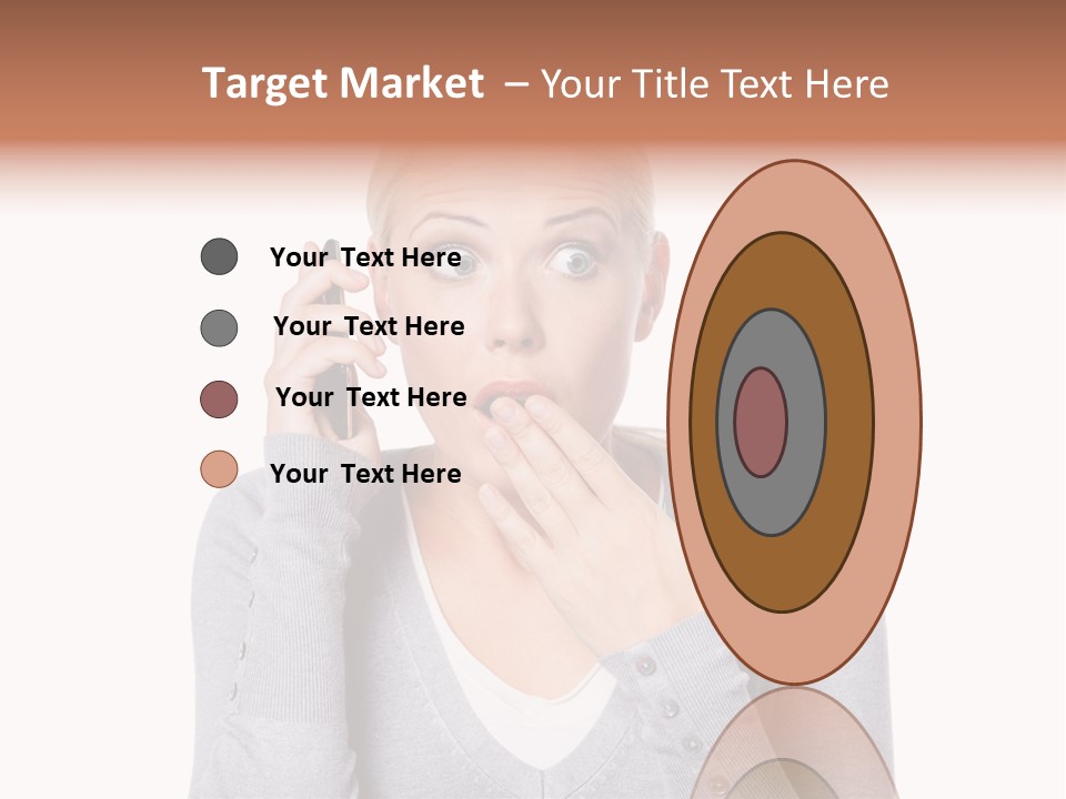 A Woman Holding A Cell Phone Up To Her Mouth PowerPoint Template