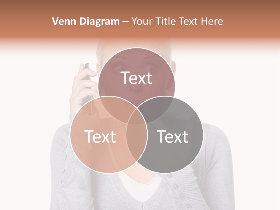A Woman Holding A Cell Phone Up To Her Mouth PowerPoint Template