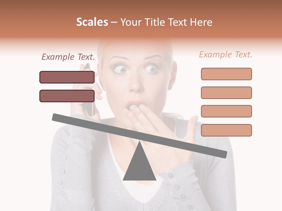 A Woman Holding A Cell Phone Up To Her Mouth PowerPoint Template