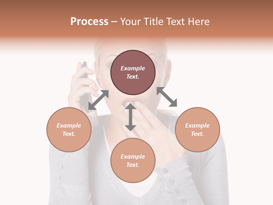 A Woman Holding A Cell Phone Up To Her Mouth PowerPoint Template