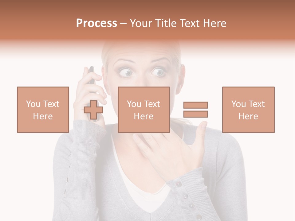 A Woman Holding A Cell Phone Up To Her Mouth PowerPoint Template