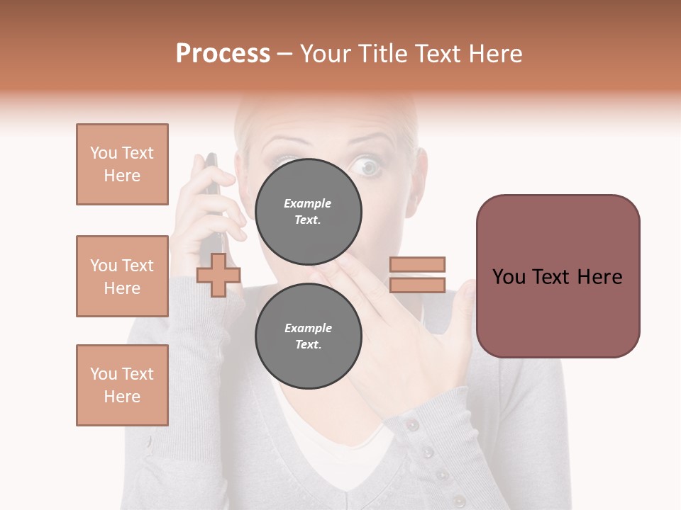 A Woman Holding A Cell Phone Up To Her Mouth PowerPoint Template