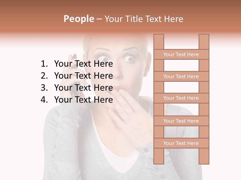 A Woman Holding A Cell Phone Up To Her Mouth PowerPoint Template