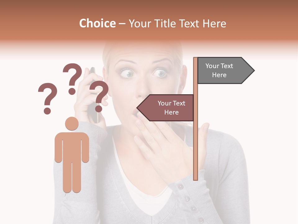 A Woman Holding A Cell Phone Up To Her Mouth PowerPoint Template