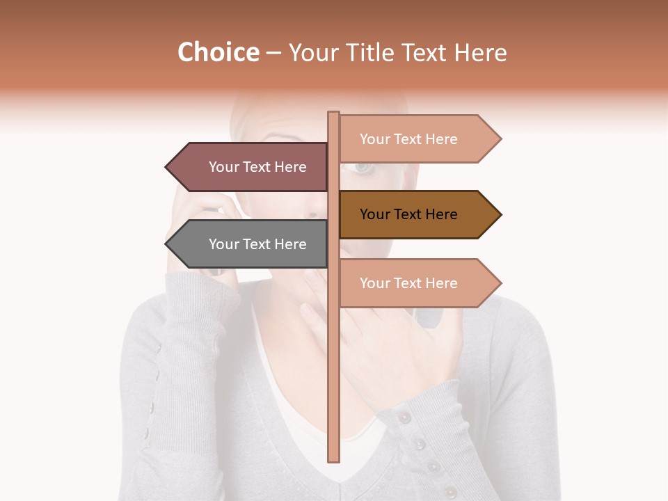 A Woman Holding A Cell Phone Up To Her Mouth PowerPoint Template