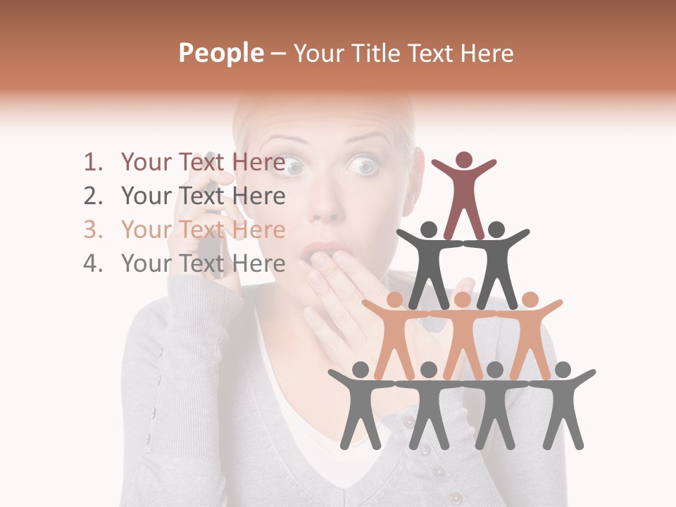 A Woman Holding A Cell Phone Up To Her Mouth PowerPoint Template