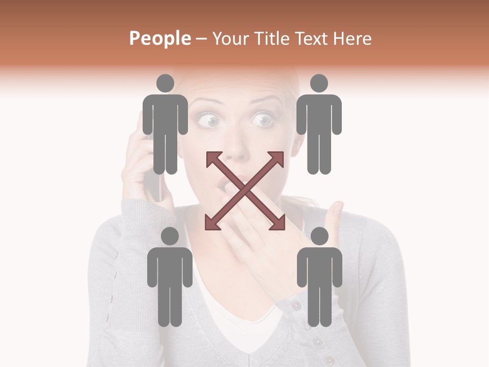 A Woman Holding A Cell Phone Up To Her Mouth PowerPoint Template