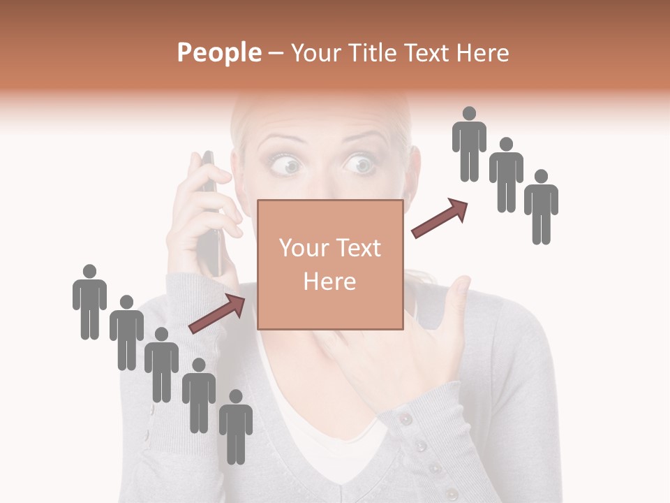 A Woman Holding A Cell Phone Up To Her Mouth PowerPoint Template
