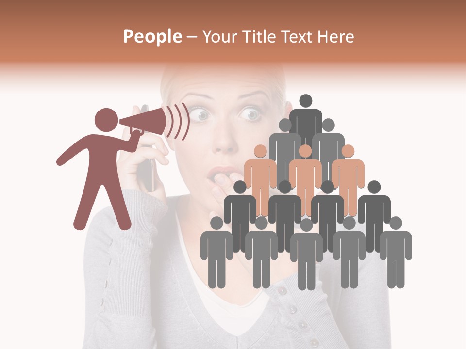 A Woman Holding A Cell Phone Up To Her Mouth PowerPoint Template