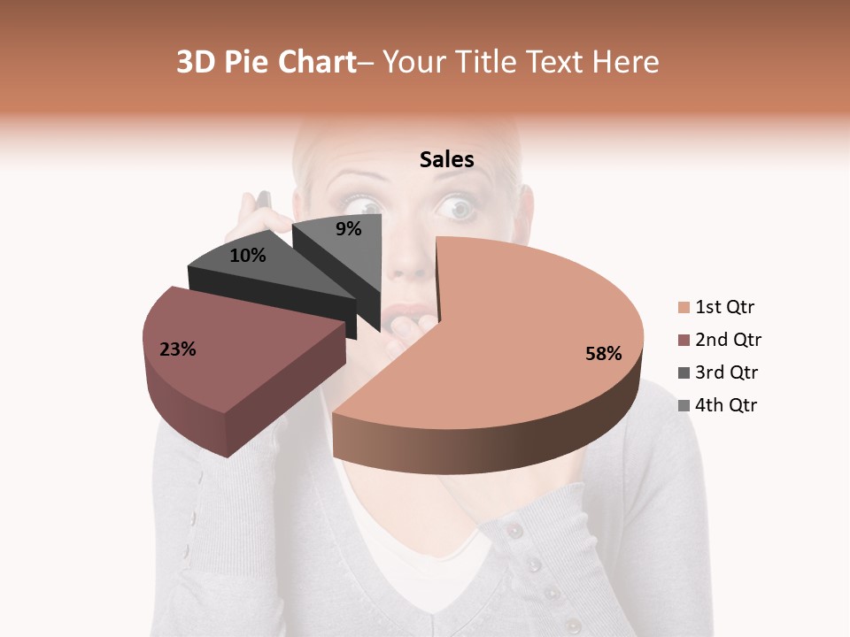 A Woman Holding A Cell Phone Up To Her Mouth PowerPoint Template