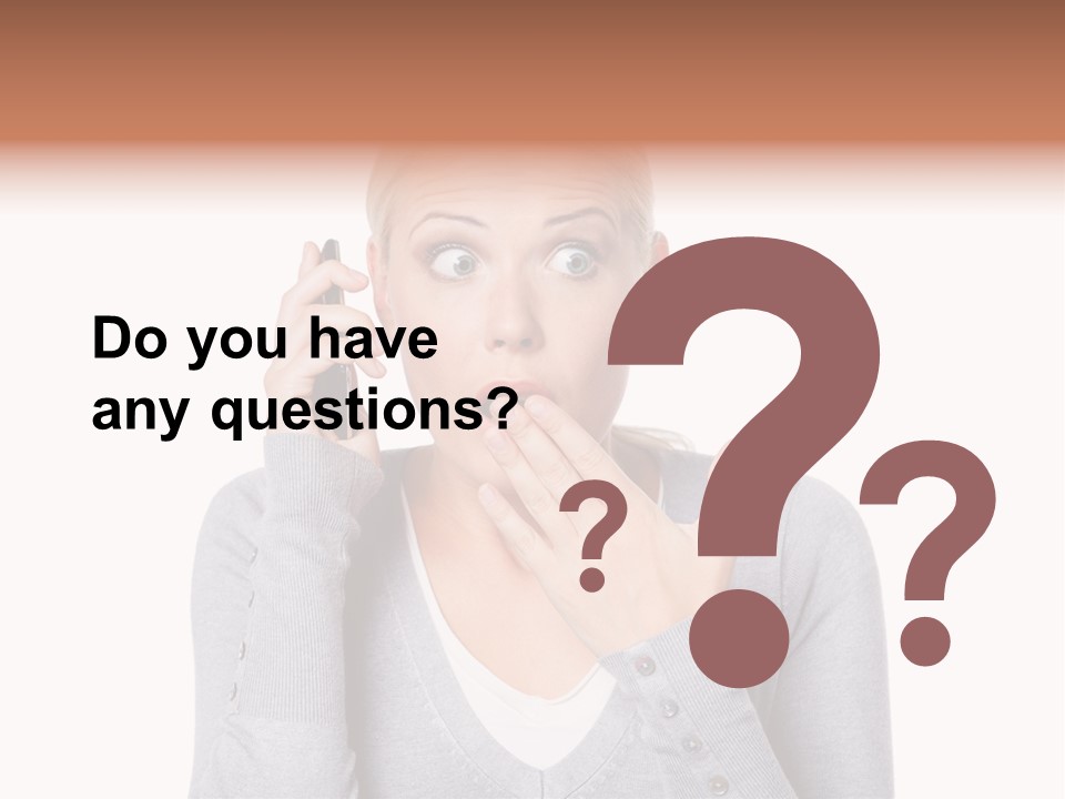 A Woman Holding A Cell Phone Up To Her Mouth PowerPoint Template