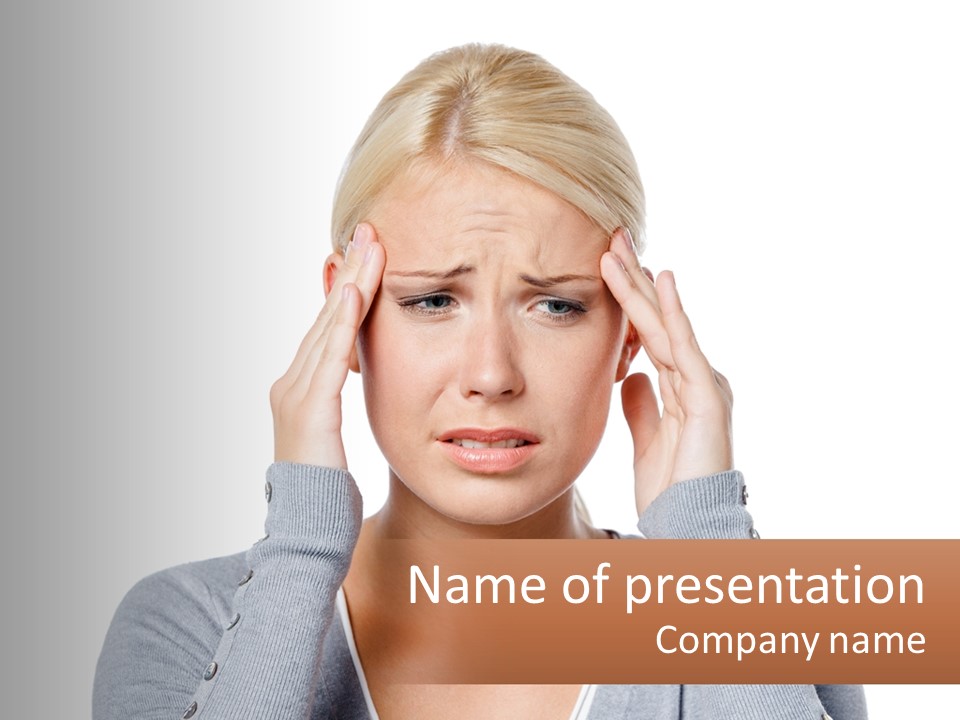 A Woman Holding Her Head With Both Hands PowerPoint Template