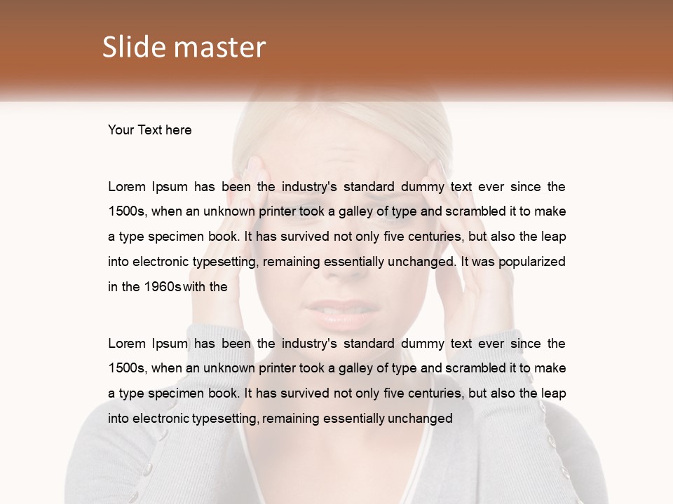 A Woman Holding Her Head With Both Hands PowerPoint Template