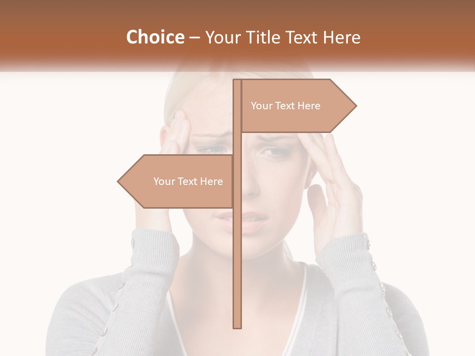 A Woman Holding Her Head With Both Hands PowerPoint Template