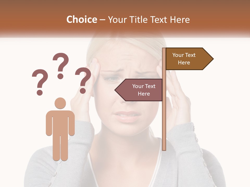 A Woman Holding Her Head With Both Hands PowerPoint Template