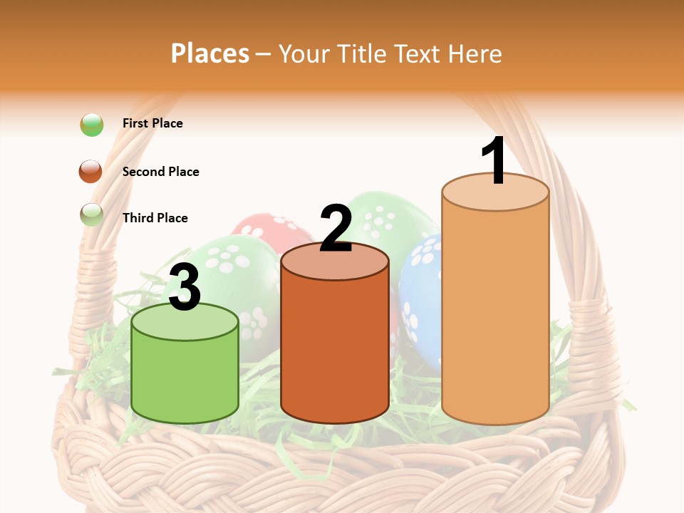 A Basket Filled With Colorful Easter Eggs On Top Of Green Grass PowerPoint Template