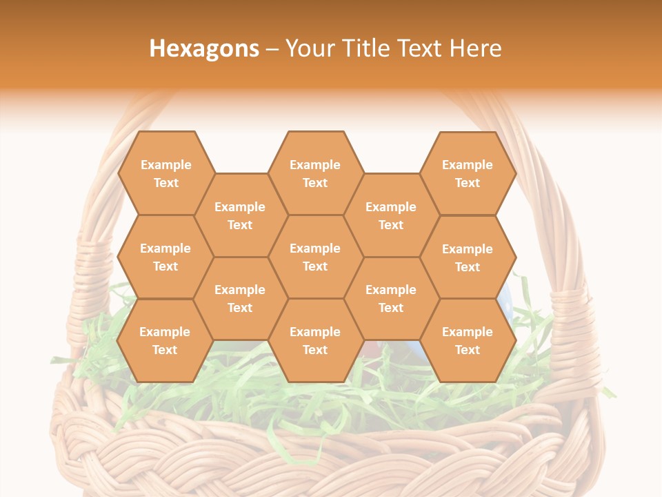 A Basket Filled With Colorful Easter Eggs On Top Of Green Grass PowerPoint Template