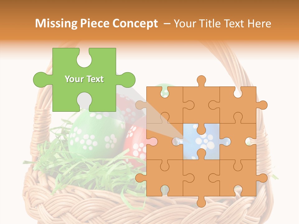 A Basket Filled With Colorful Easter Eggs On Top Of Green Grass PowerPoint Template