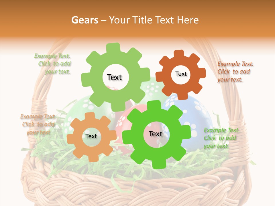 A Basket Filled With Colorful Easter Eggs On Top Of Green Grass PowerPoint Template