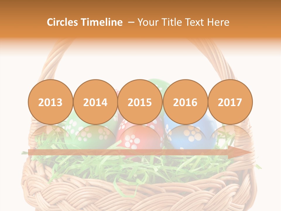 A Basket Filled With Colorful Easter Eggs On Top Of Green Grass PowerPoint Template