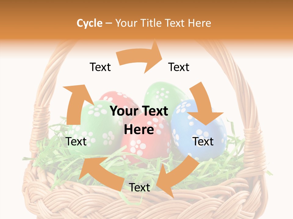 A Basket Filled With Colorful Easter Eggs On Top Of Green Grass PowerPoint Template