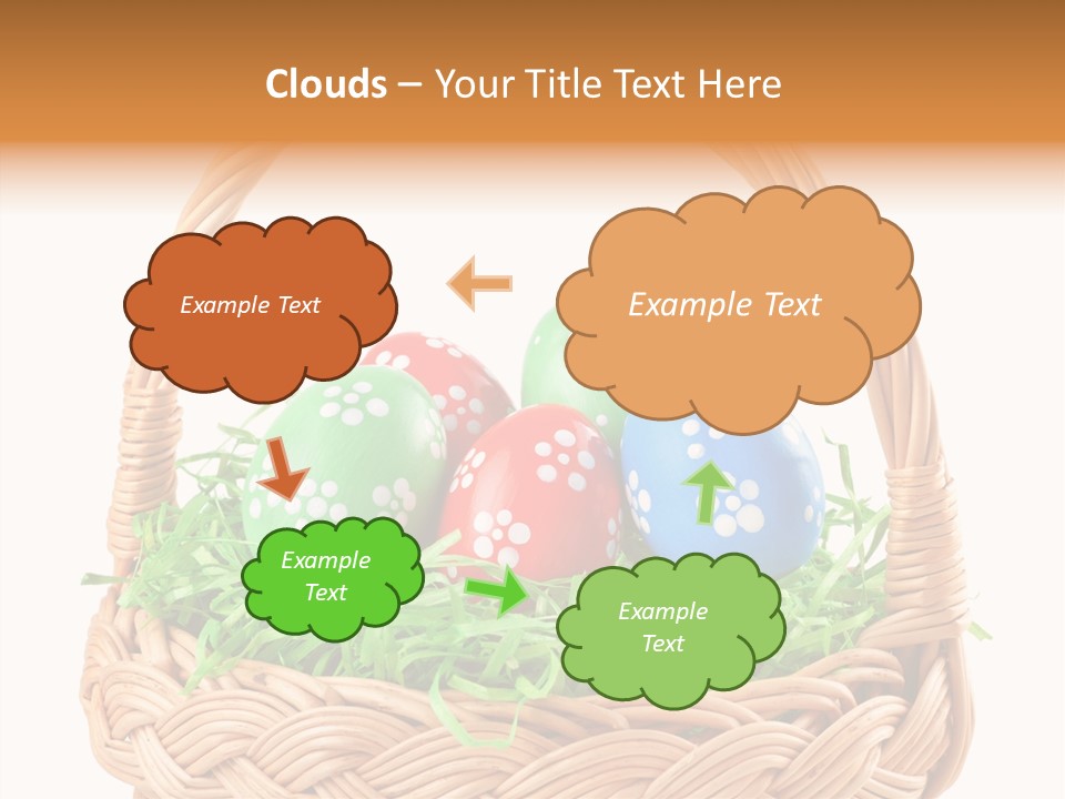 A Basket Filled With Colorful Easter Eggs On Top Of Green Grass PowerPoint Template