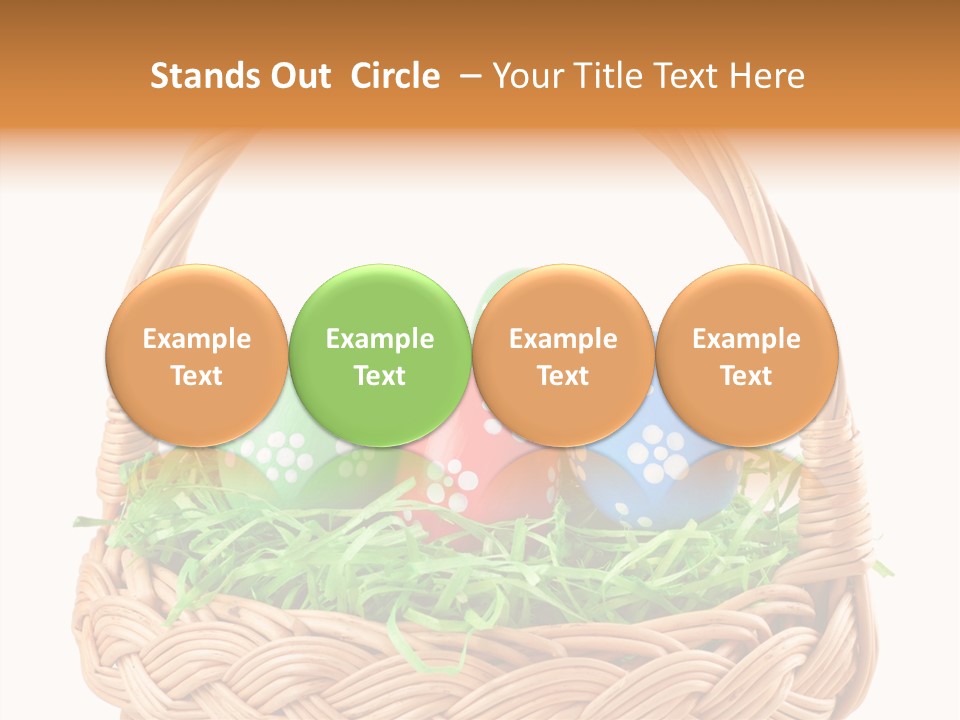 A Basket Filled With Colorful Easter Eggs On Top Of Green Grass PowerPoint Template