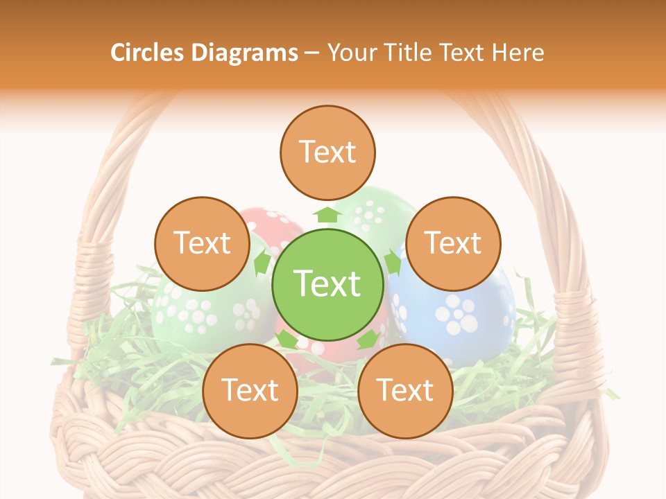 A Basket Filled With Colorful Easter Eggs On Top Of Green Grass PowerPoint Template