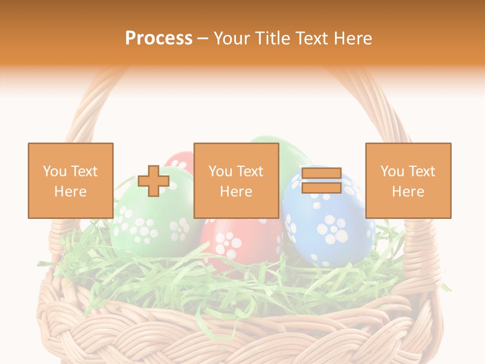 A Basket Filled With Colorful Easter Eggs On Top Of Green Grass PowerPoint Template