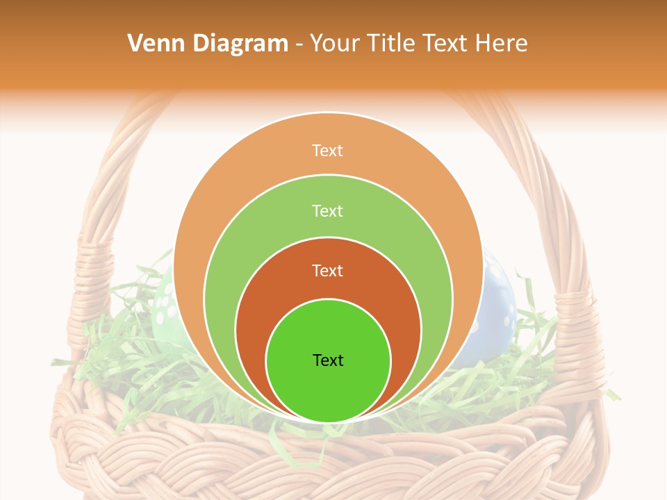 A Basket Filled With Colorful Easter Eggs On Top Of Green Grass PowerPoint Template