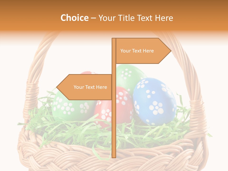 A Basket Filled With Colorful Easter Eggs On Top Of Green Grass PowerPoint Template
