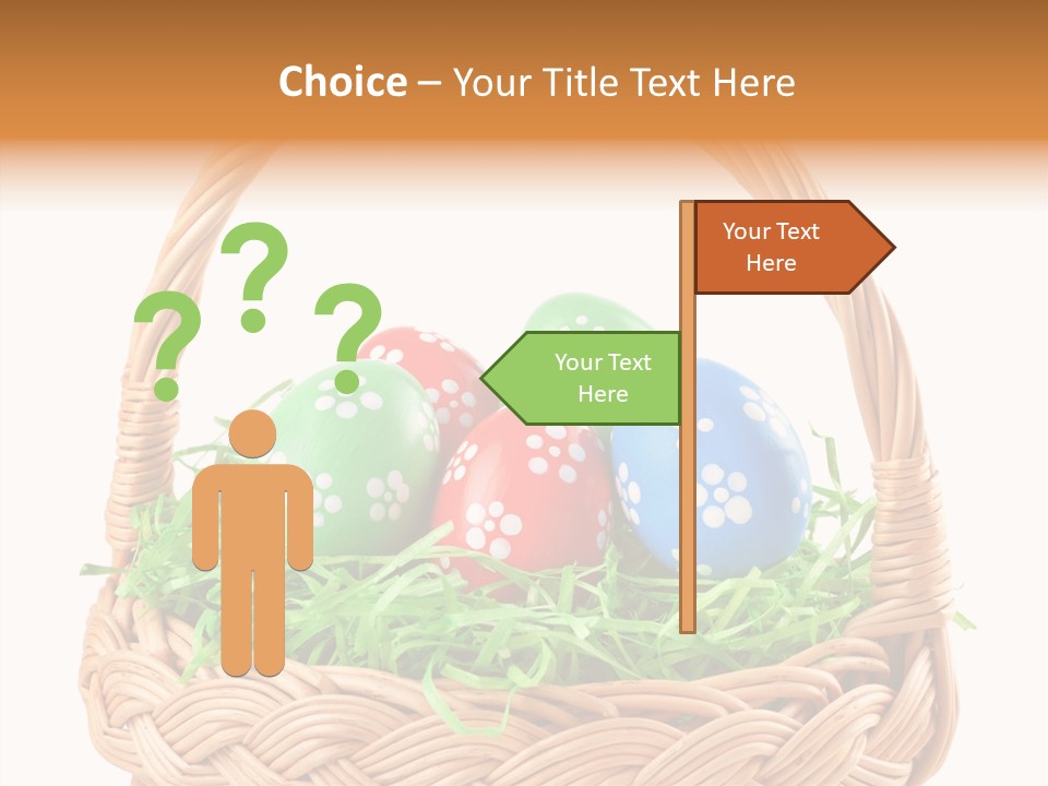 A Basket Filled With Colorful Easter Eggs On Top Of Green Grass PowerPoint Template