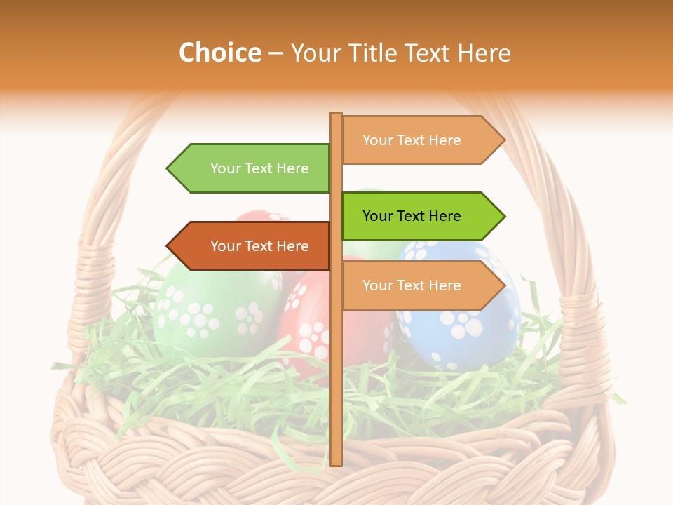 A Basket Filled With Colorful Easter Eggs On Top Of Green Grass PowerPoint Template