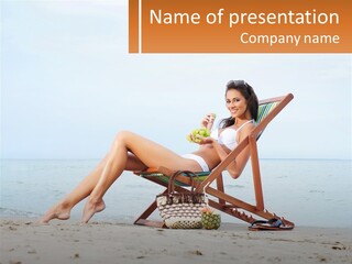 A Woman Sitting In A Chair On The Beach PowerPoint Template