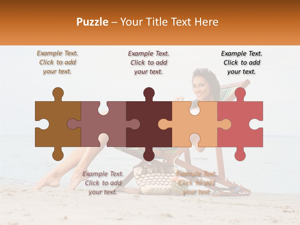 A Woman Sitting In A Chair On The Beach PowerPoint Template