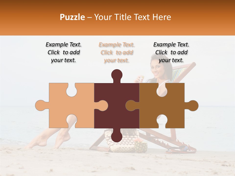 A Woman Sitting In A Chair On The Beach PowerPoint Template