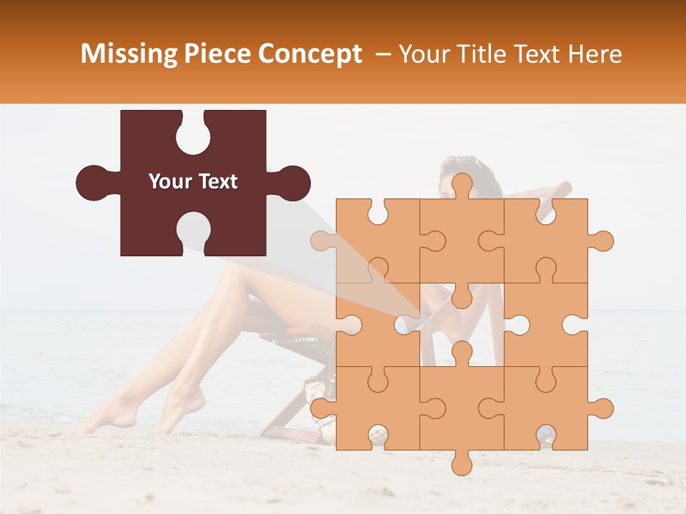 A Woman Sitting In A Chair On The Beach PowerPoint Template